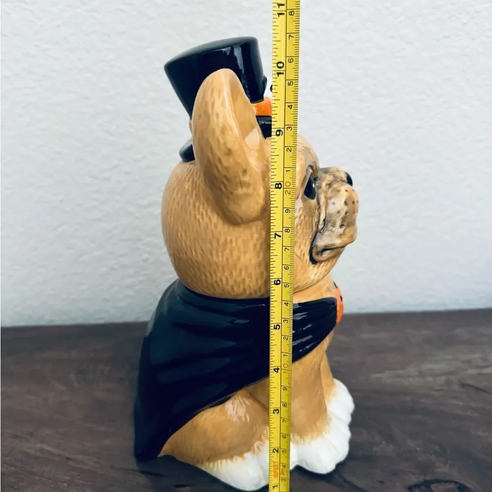 Ceramic Halloween Frenchie Dog Cookie Jar Treat Jar Kitchen Canister